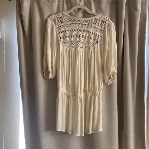 Boho cream and embroidery tunic Medium - Picture 5 of 5